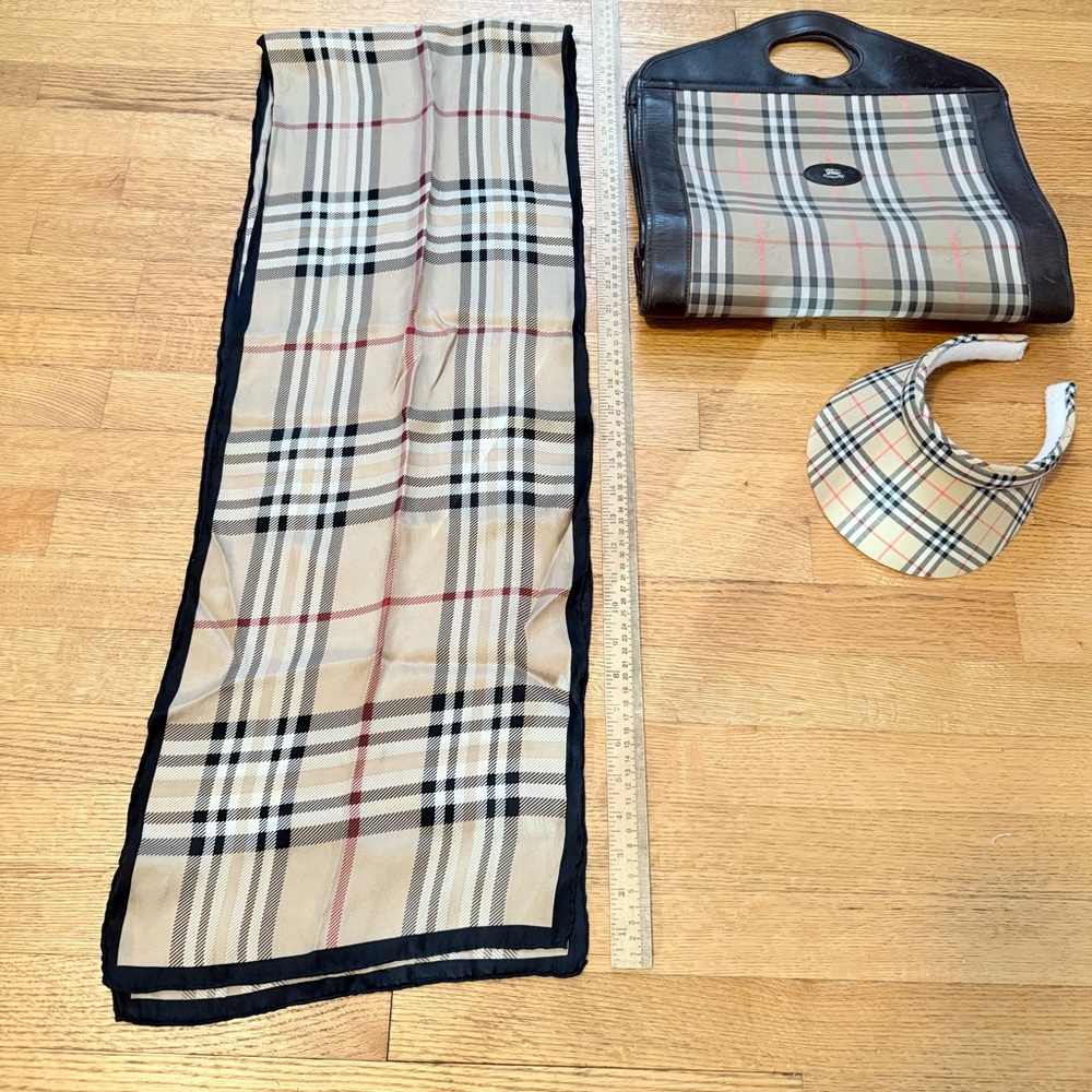 Classic Tan Plaid Silk Scarf